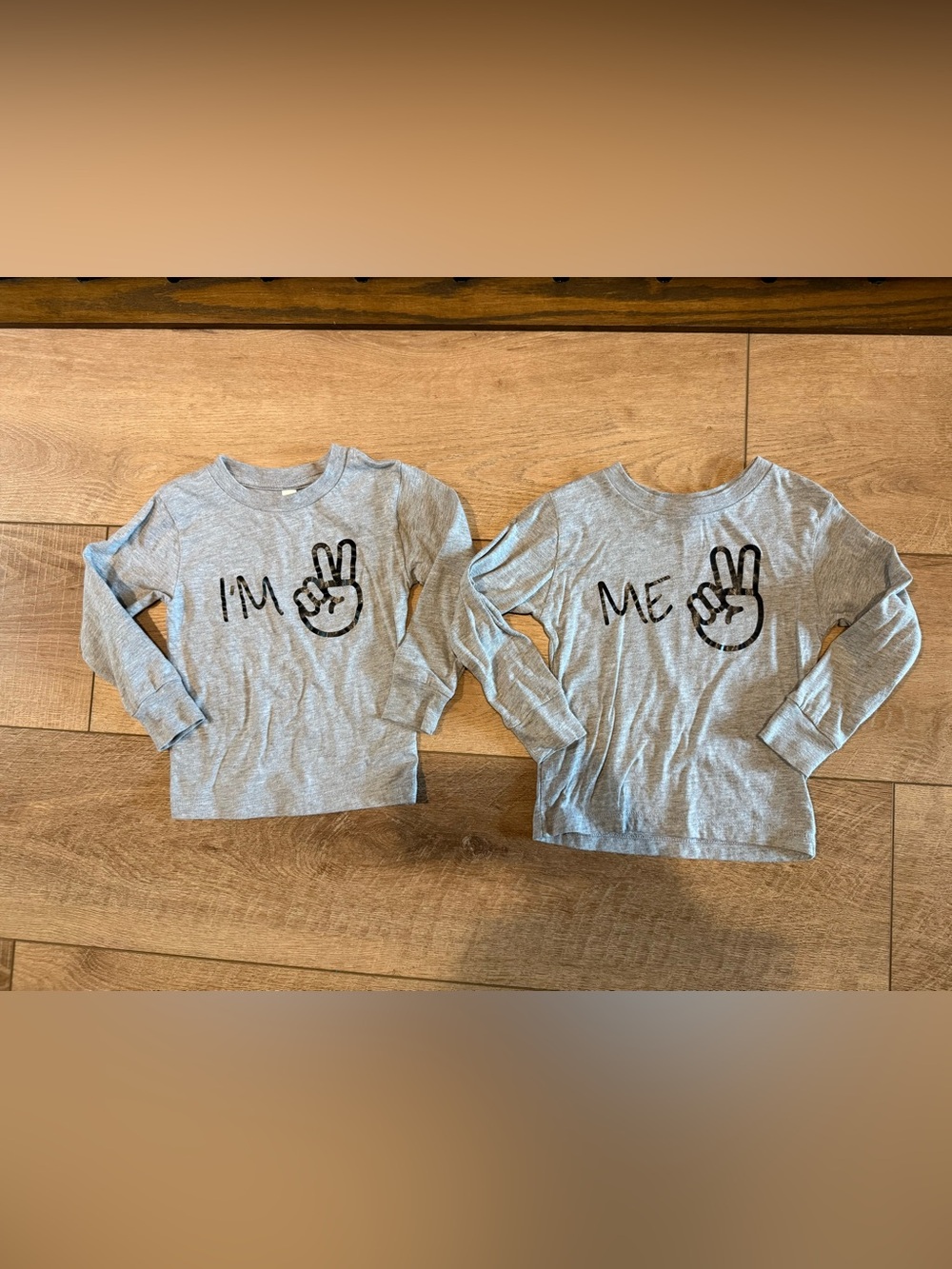 Bella Canvas Kids Gray Twin Birthday Graphic Long-Sleeve Top - I'm 2/ Me 2